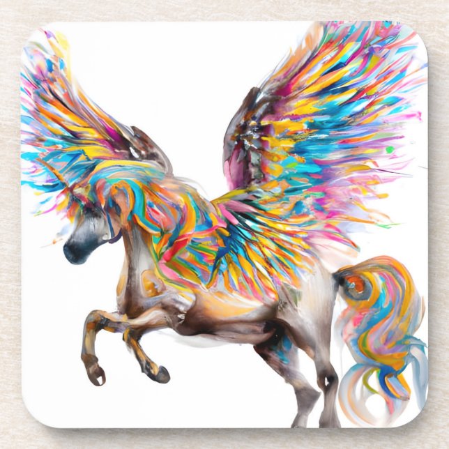 Colorful Pegasus Beverage Coaster (Front)