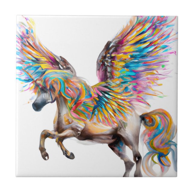 Colorful Pegasus Ceramic Tile (Front)