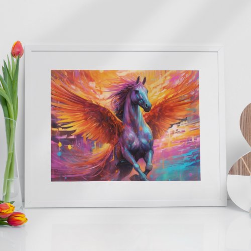 Colorful Pegasus Horse Abstract painting Poster