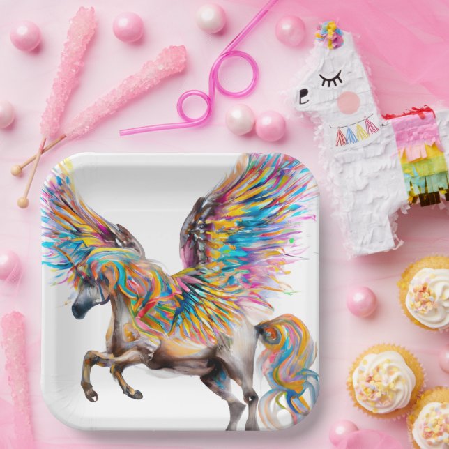 Colorful Pegasus Paper Plates (Party)