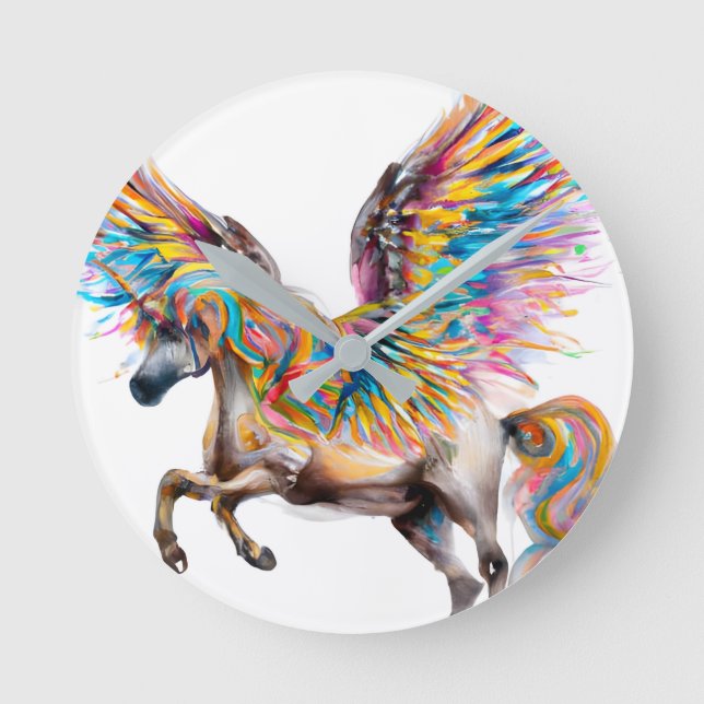 Colorful Pegasus Round Clock (Front)