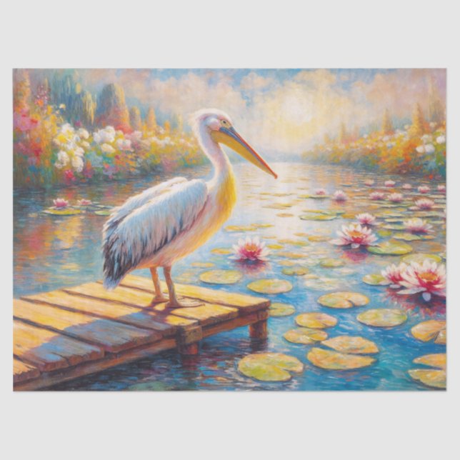 Colorful Pelican Decoupage Tissue Paper (Front)
