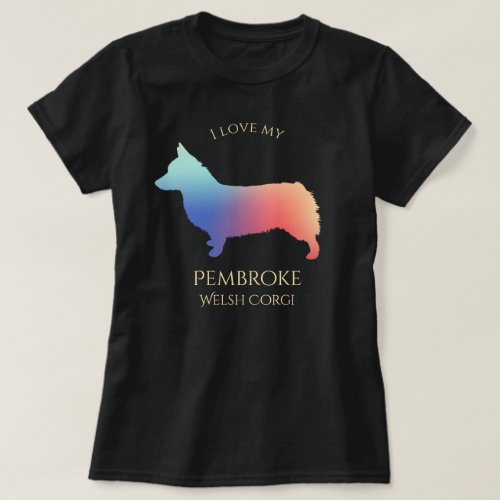 Colorful Pembroke Welsh Corgi Silhouette T_Shirt