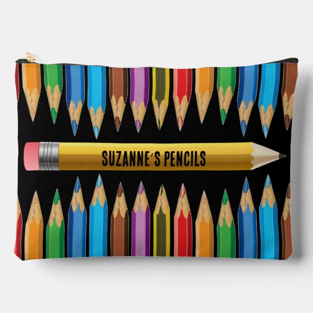 Colorful Pencil Bag Large Accessory Pouch (Front)