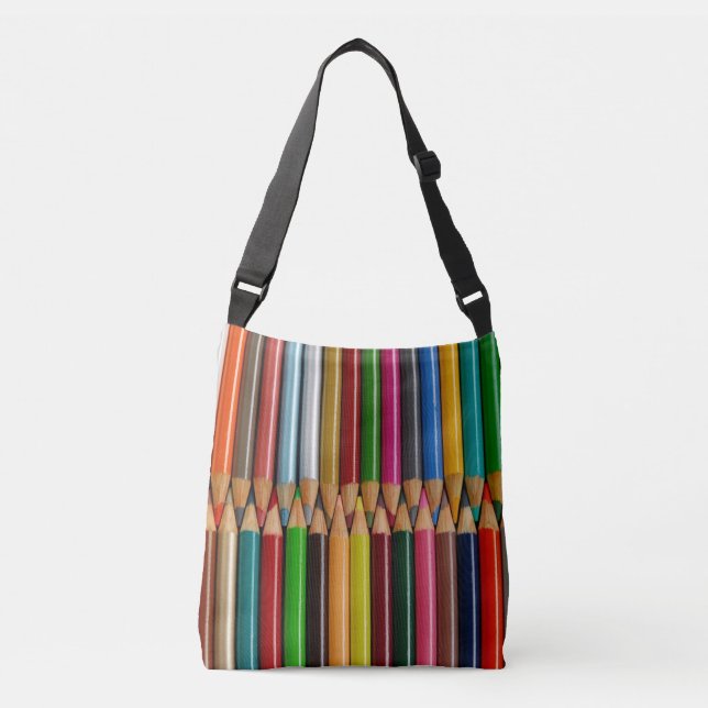 Colorful pencil crayons crossbody bag (Front)
