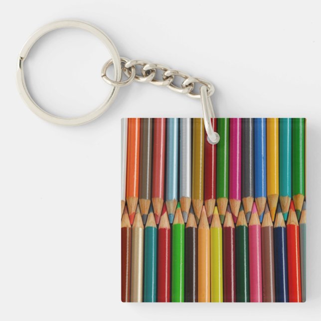 Colorful pencil crayons keychain (Front)