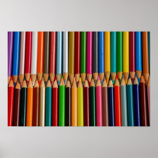 Colorful pencil crayons print poster
