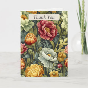 Colorful Pencil Drawn Flowers Thank You Card