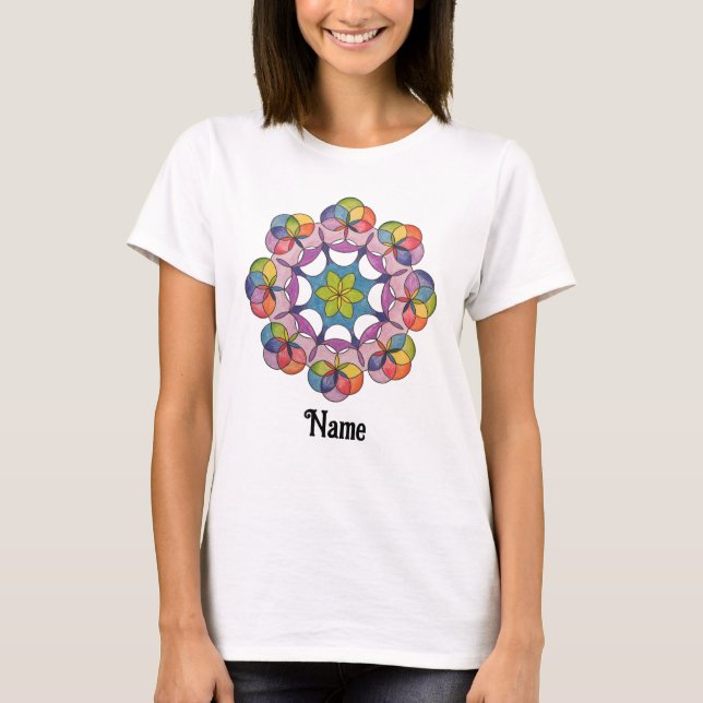 Colorful Pencil Drawn Geometric Mandala Customized T-Shirt (Front)