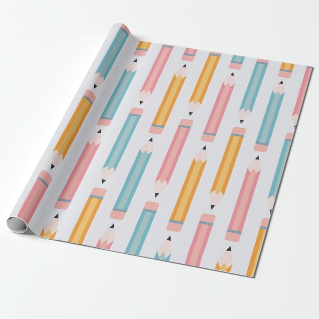Colorful Pencil Pattern Wrapping Paper (Unrolled)