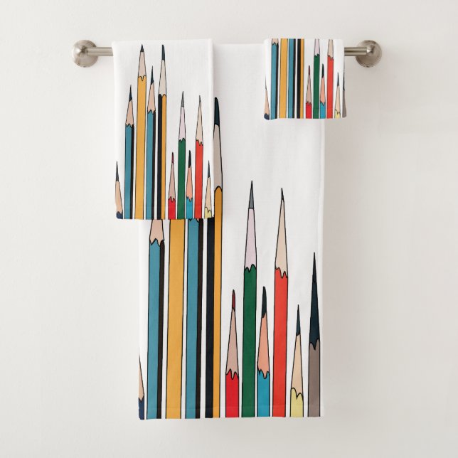 Colorful Pencils     Bath Towel Set (Insitu)