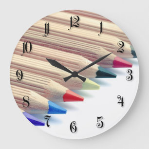 Colorful pencils large clock