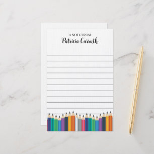 Colorful Pencils Lined Paper Teacher School