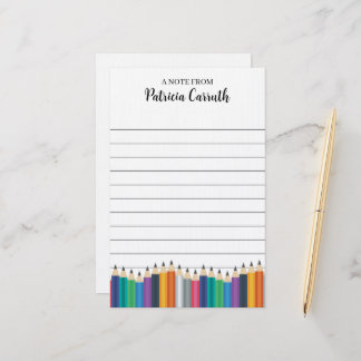 Colorful Pencils Lined Paper Teacher School
