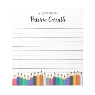 Colorful Pencils Name Teacher School Notepad