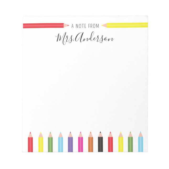Colorful Pencils Note from the Teacher (Front)