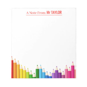 Colorful Pencils Personalized Teacher Notepad