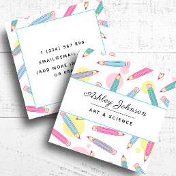 Colorful Pencils School Things Teacher Tutoring    Square Business Card