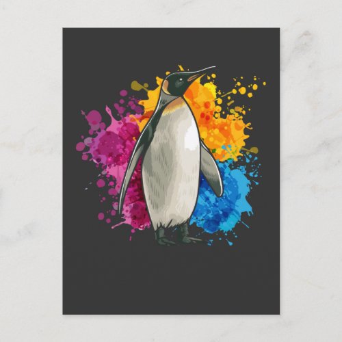Colorful Penguin Art Snow Animal Fans Postcard