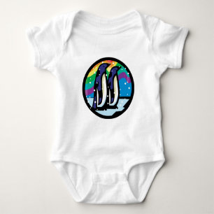 colorful penguin circle design baby bodysuit