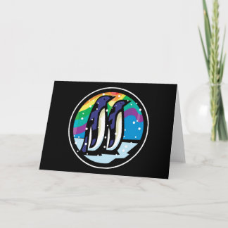 colorful penguin circle design card