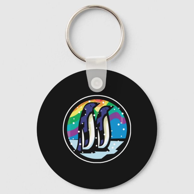 colorful penguin circle design keychain (Front)