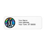 colorful penguin circle design label