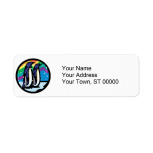 colorful penguin circle design label