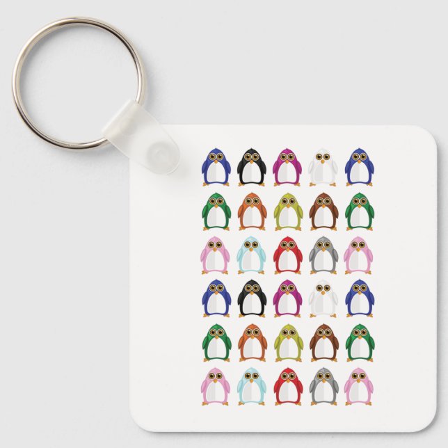 Colorful Penguin Pattern Cute Kawaii Keychain (Front)