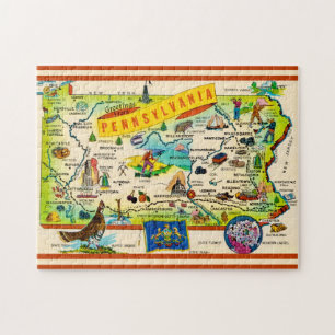 Colorful Pennsylvania 11x14 Map Puzzle