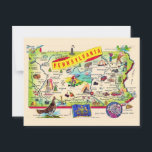 Colorful Pennsylvania Map Postcard<br><div class="desc">Very colorful retro postcard map for the State of Pennsylvania repurposed!</div>