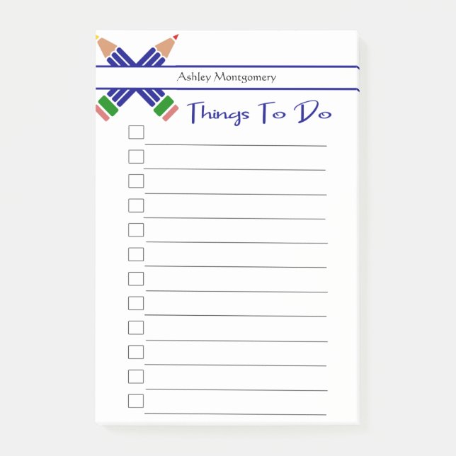 Colorful Pens Things To Do Post-it Notes (Front)