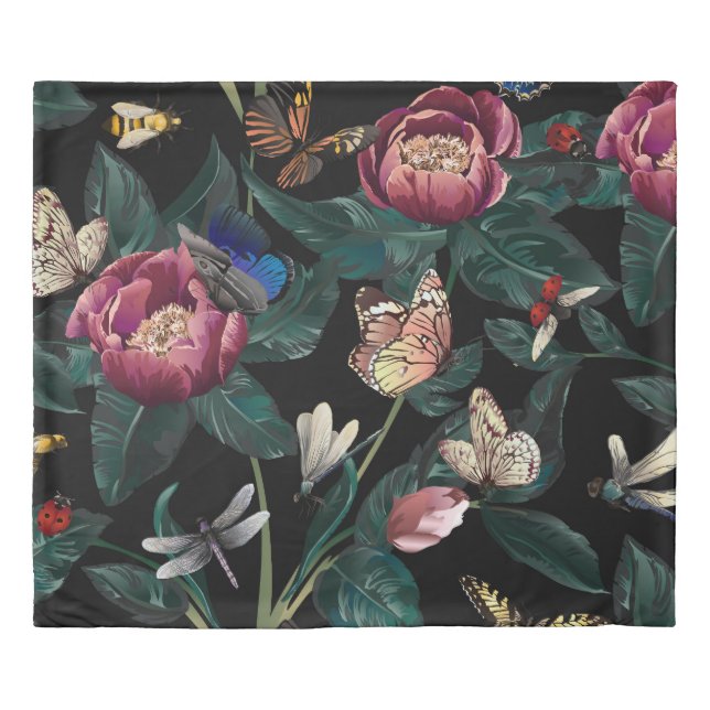 Colorful peonies: big flower pattern. duvet cover (Front)