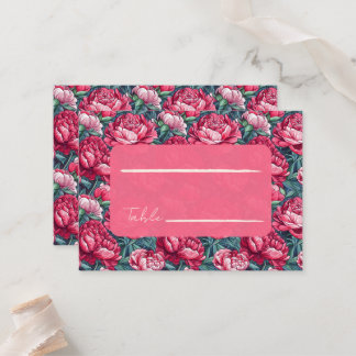 Colorful Peonies Floral Autumn Wedding Place Card