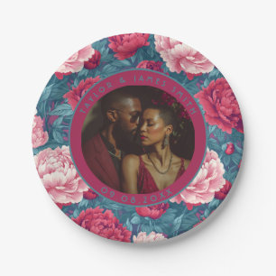 Colorful Peonies Plates For Bachelorette Party