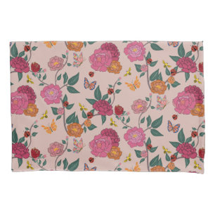 Colorful Peony,Butterflly,Bee,Lady Bug&Flower Pillow Case