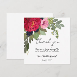Colorful Peony Floral Bridal Shower Thank You Card