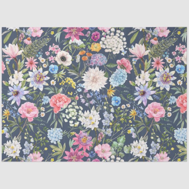 Colorful peony floral decoupage  tissue paper (Front)