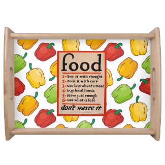 Colorful Peppers and Food Themed Vintage Poster Serving Tray