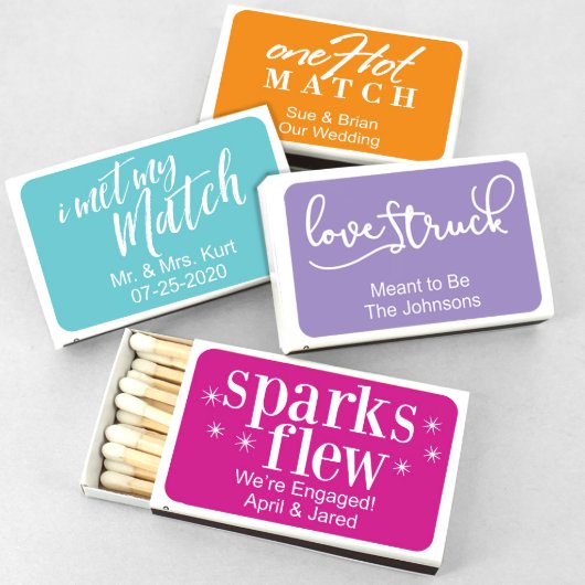 Colorful Perfect Match White Matchboxes (Front)