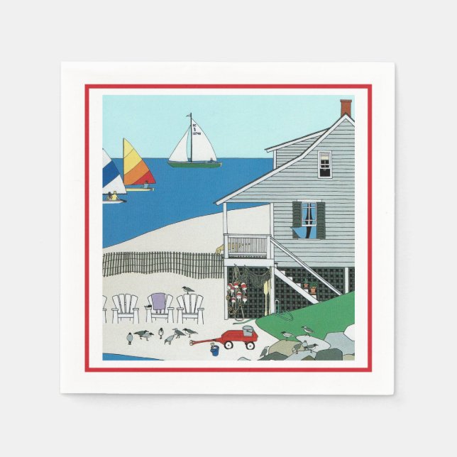 Colorful Perfectly New England Coast Napkins (Front)