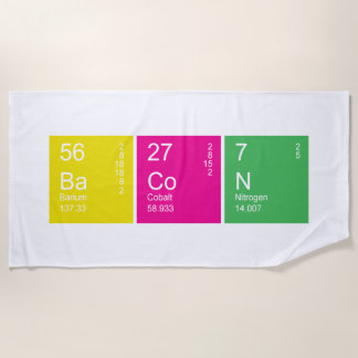 Colorful Periodic Table Bacon Beach Towel