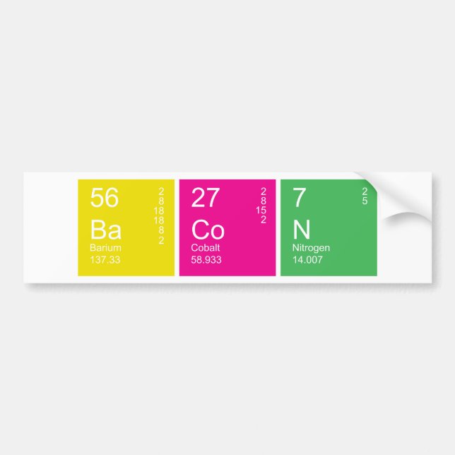 Colorful Periodic Table Bacon Bumper Sticker (Front)