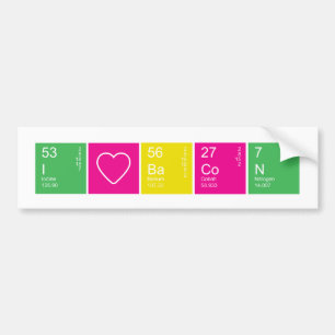 Colorful Periodic Table I Love Bacon Bumper Sticker