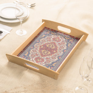 Colorful Persian Rug Ethnic Motif Serving Tray