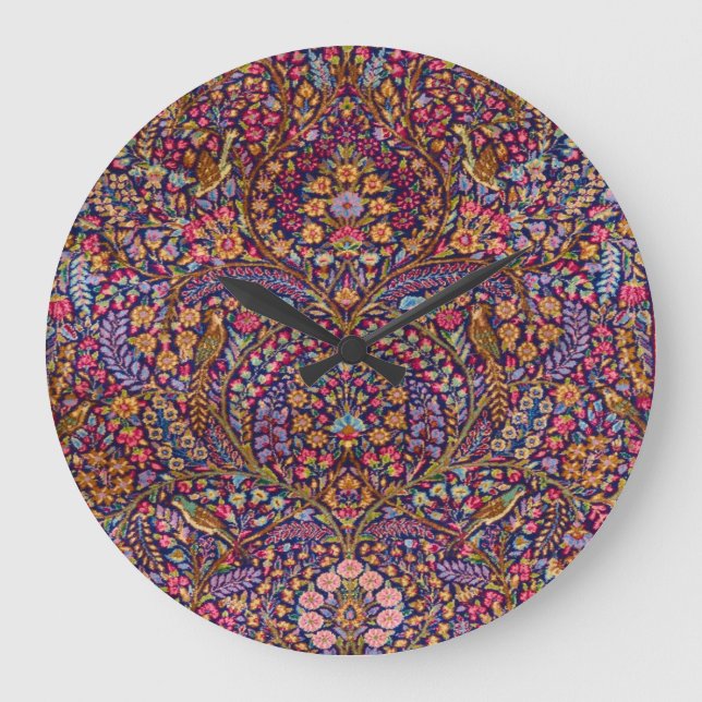 Colorful Persian Rug Pattern Large Clock (Front)