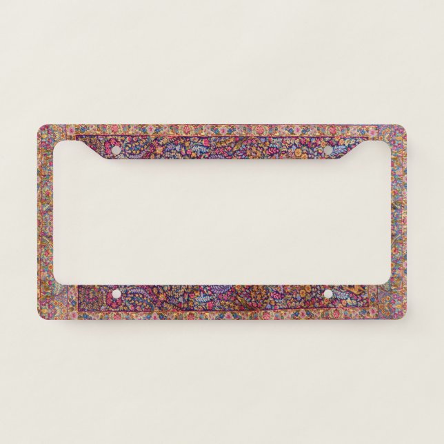 Colorful Persian Rug Pattern License Plate Frame (Front)