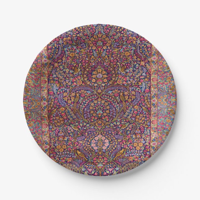 Colorful Persian Rug Pattern Paper Plates (Front)