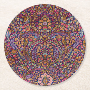 Colorful Persian Rug Pattern Round Paper Coaster