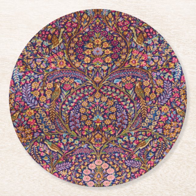 Colorful Persian Rug Pattern Round Paper Coaster (Front)